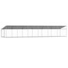 vidaXL Koiranh&auml;kki katolla ja ovella harmaa 12x2x2 m galvanoitu ter&auml;s
