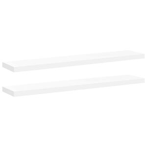 vidaXL Kelluvat sein&auml;hyllyt 2 kpl valkoinen 120x23,5x3,8 cm MDF