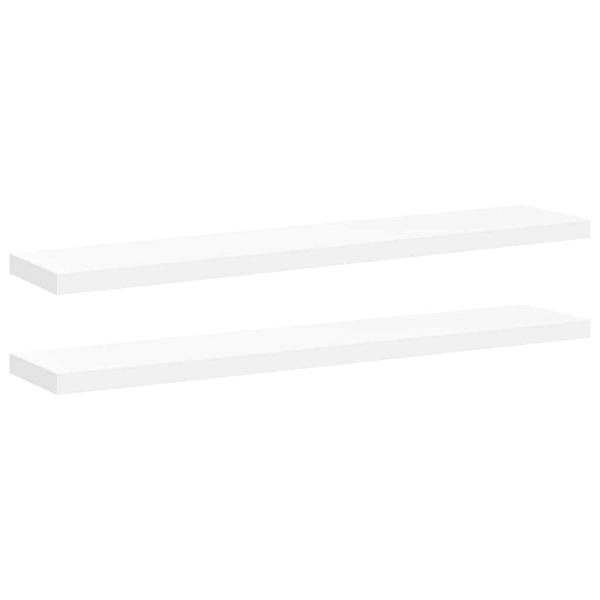 vidaXL Kelluvat sein&auml;hyllyt 2 kpl valkoinen 120x23,5x3,8 cm MDF