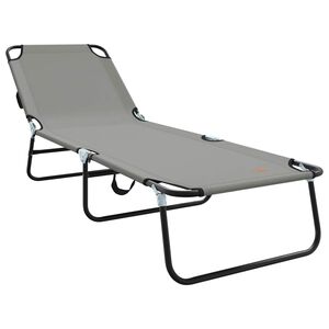 vidaXL Taittuva aurinkotuoli Harmaa 188 x 57 x 86,5 cm Polyesteri