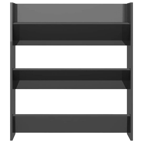 vidaXL Sein&auml;kenk&auml;kaappi korkeakiilto harmaa 80x18x90 cm tekninen puu