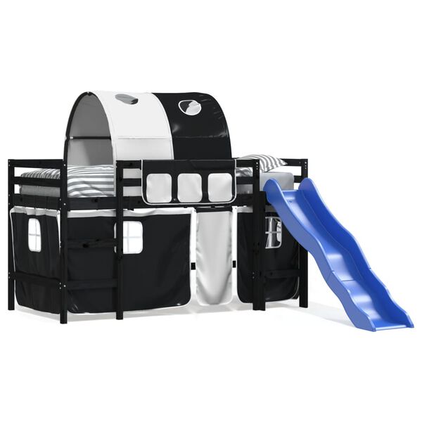 vidaXL Lasten parvis&auml;nky tunnelilla mustavalk. 90x200 cm t&auml;ysi m&auml;nty