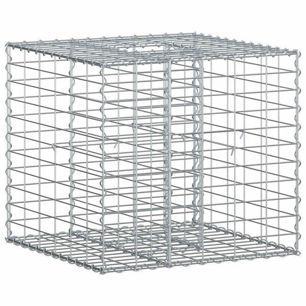 vidaXL Gabion Kohotettu Peti Hopea 60 x 60 x 55 cm Galvanoitu ter&auml;s