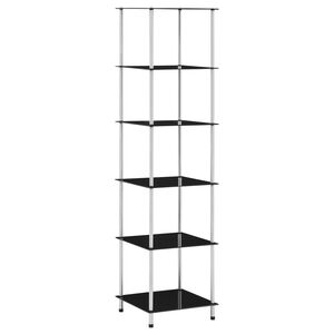 vidaXL 6-kerroksinen hylly musta 40x40x160 cm karkaistu lasi