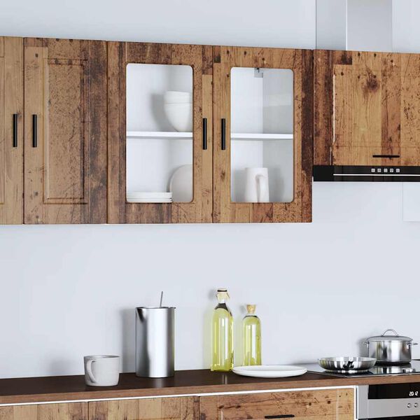 vidaXL Keitti&ouml;n sein&auml;kaappi lasiovella Porto vanhaa puuta