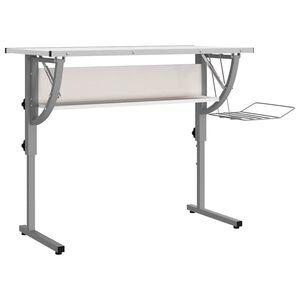 vidaXL Askartelup&ouml;yt&auml; valkoharmaa 110x53x(58-87) cm tekninen puu/ter&auml;s