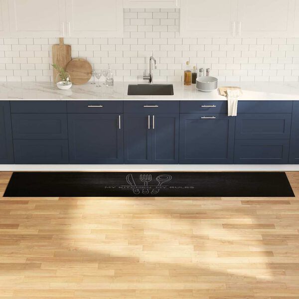 vidaXL Keitti&ouml;matto Musta 300 x 60 cm Sametti