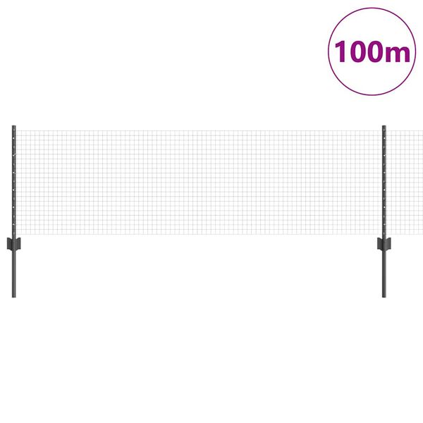vidaXL Aita ja Tuki Harmaa 0,6 x 100 m Ter&auml;st&auml; ja PVC:t&auml;