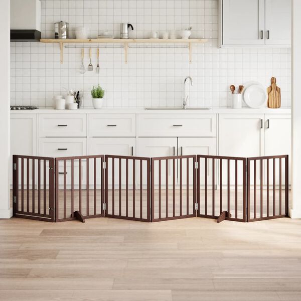 vidaXL Koiraportti kokoontaittuva 6 paneelia ruskea 300 cm poppelipuu