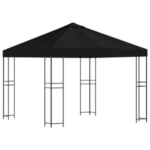 vidaXL Huvimaja 3 x 3 m Musta Polyesteri ja ter&auml;s 190 gsm