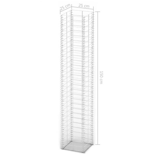 vidaXL Gabion-/kivikorisarja 3kpl galvanoitu vaijeri 25x25x150 cm