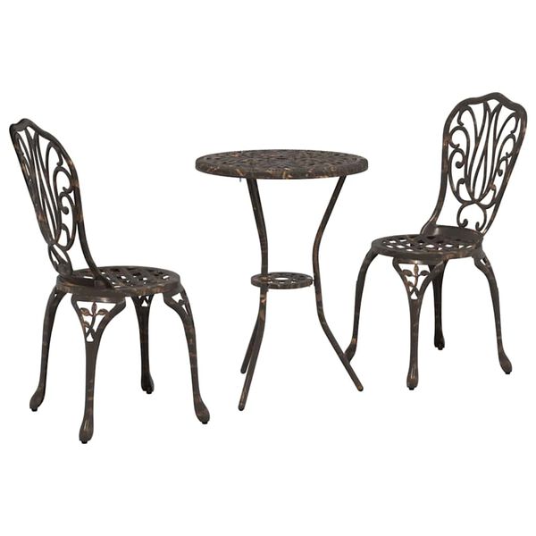 vidaXL Puutarhan Bistro Set 3 pcs pronssi Alumiini