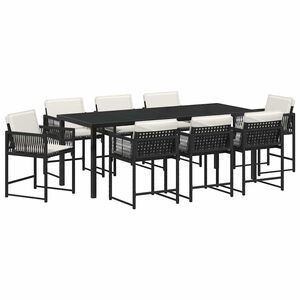 vidaXL Piharuokailu setti 9 pcs Musta polyrottinki