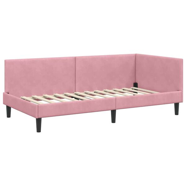 vidaXL Kulmavuoteen runko päätyllä Pinkki 90 cm x 200 cm Sametti