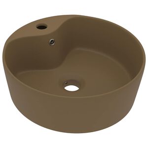 vidaXL Ylellinen pesuallas ylivuodolla mattakerma 36x13 cm keraaminen