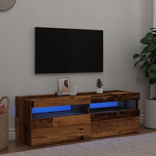 vidaXL TV-kaappi LED-valoilla vanha puu 120x35x40 cm teknillinen puu