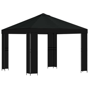 vidaXL Huvimaja 3 x 3 m Musta Polyesteri ja ter&auml;s 190 gsm