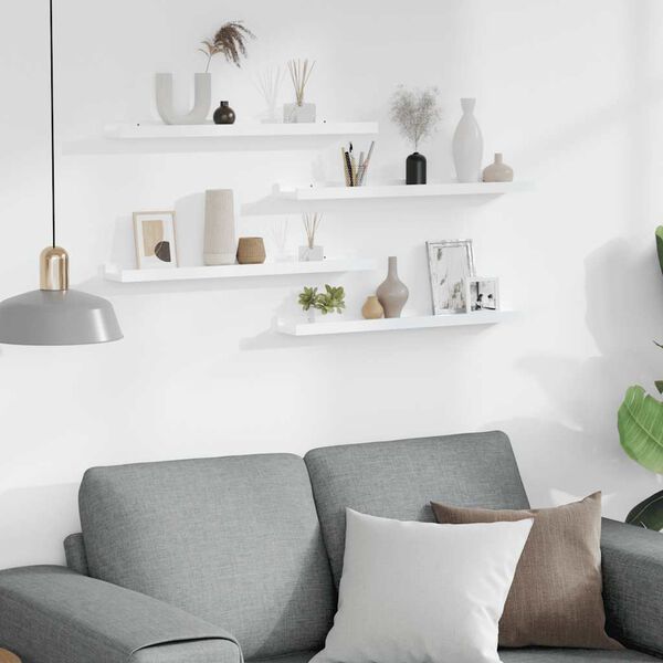 vidaXL Sein&auml;hyllyt 4 kpl korkeakiilto valkoinen 60x9x3 cm