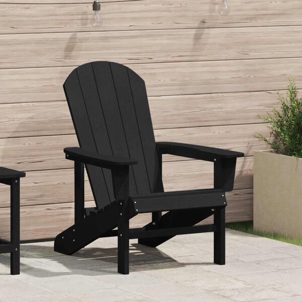 vidaXL Adirondack-tuoli Musta 82 x 74 x 92 cm HDPE