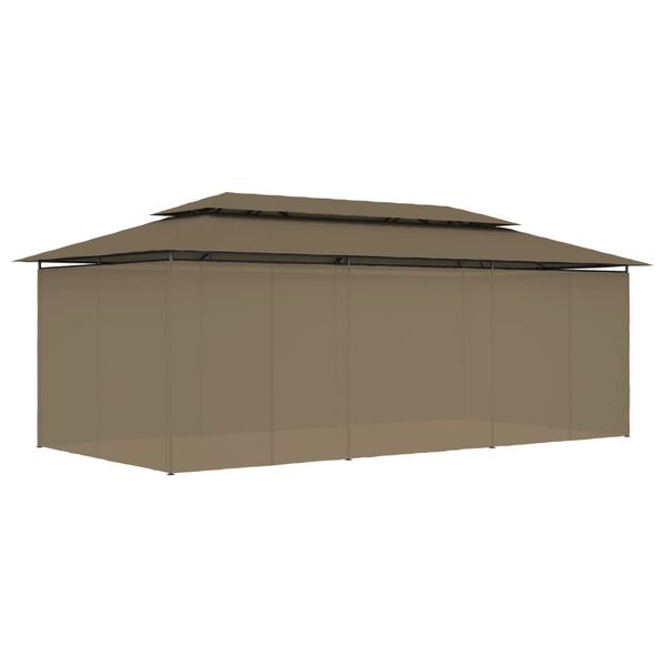 vidaXL Huvimaja verhoilla 600x298x270 cm ruskeanharmaa 180 g/m²