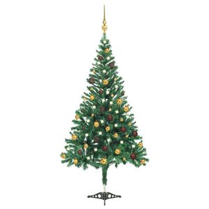 vidaXL Tekojoulukuusi palloilla esivalaistu 210 cm 910 oksaa