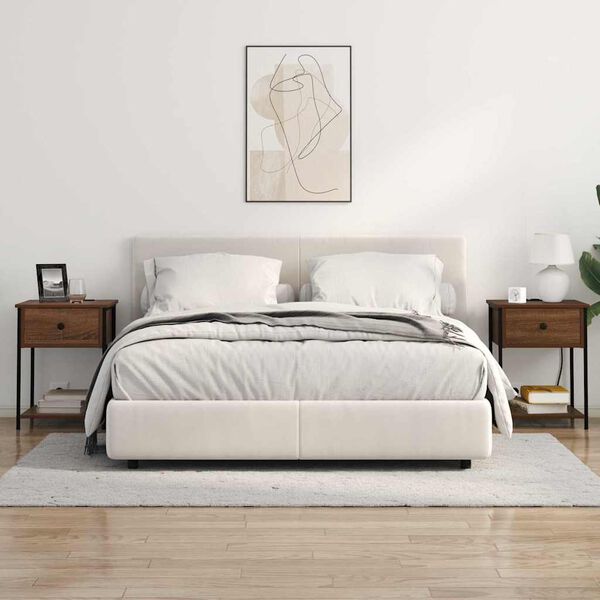 vidaXL Y&ouml;p&ouml;yt&auml;kaappi 2 pcs Ruskea tammi 42 x 41 x 56 cm Tekninen puu