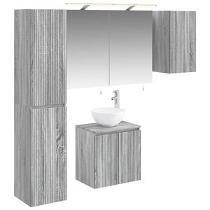 vidaXL Kylpyhuoneen kaappisetti 5 pcs Harmaa Sonoma 50 x 14,5 x 70 cm