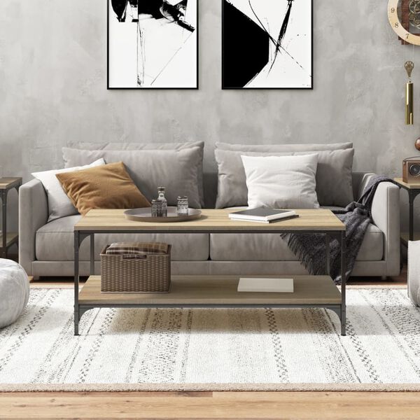 vidaXL Sohvapöytä Sonoma-tammi 80x50x40 cm tekninen puu