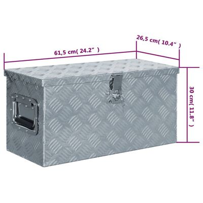 vidaXL Alumiinilaatikko 61,5x26,5x30 cm hopea