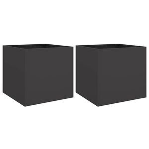 vidaXL Kukkalaatikot 2 kpl musta 49x47x46 cm ter&auml;s