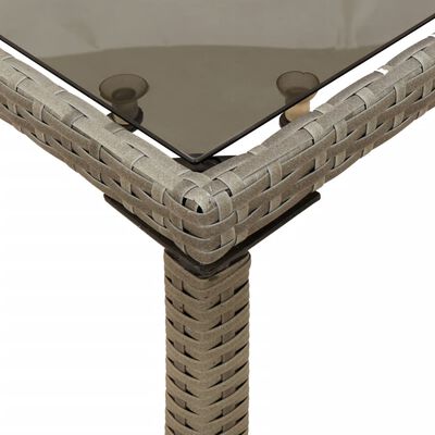 vidaXL Puutarhapöytä lasipöytälevy harmaa 115x54x74 cm polyrottinki