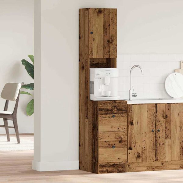 vidaXL Keitti&ouml;kaappi laatikon kanssa ovella Vanha puu 32 x 50 x 180 cm