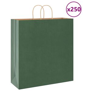 vidaXL Paperikassit 250 kpl kahvoilla vihre&auml; 45x17x48 cm