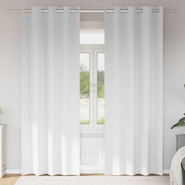 vidaXL Piment&auml;v&auml; verho renkailla 2 pcs Puhdas valkoinen 225 x 140 cm