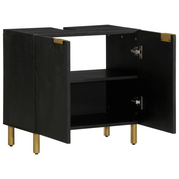 vidaXL Kylpyhuoneen pesuallaskaappi Musta 62x33x58 cm suunniteltu puu