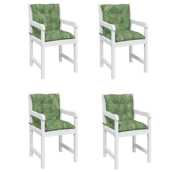 vidaXL Matalaselk&auml;isen tuolin tyynyt 4 kpl lehtikuvio kangas