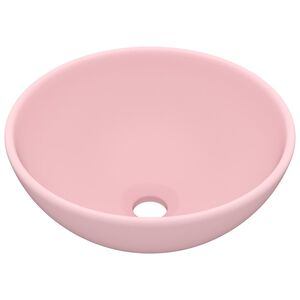 vidaXL Ylellinen pesuallas py&ouml;re&auml; matta pinkki 32,5x14 cm keraami