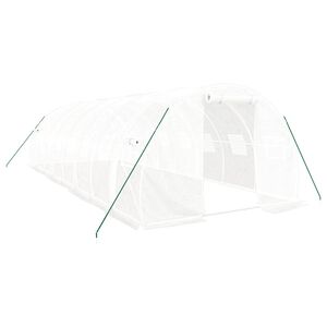 vidaXL Kasvihuone ter&auml;srungolla valkoinen 24 m&sup2; 8x3x2 m