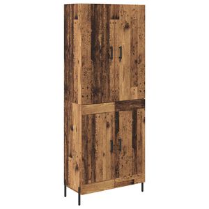 vidaXL Korkea kaappi Vanha Puu 69,5 x 34 x 180 cm Tekninen puu