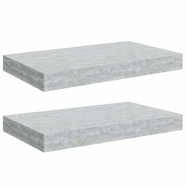 vidaXL Kelluvat sein&auml;hyllyt 2 kpl betoninharmaa 40x23x3,8 cm MDF