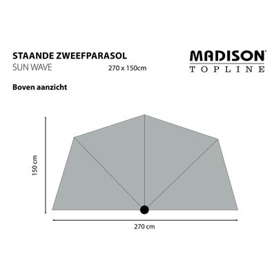 Madison Parvekkeen päivänvarjo Sun Wave 270x150 cm vaaleanharmaa