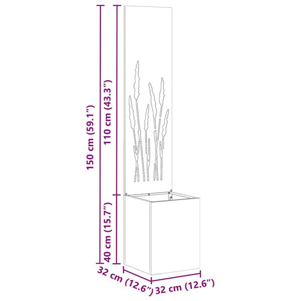 vidaXL Puutarhan yksityisyyden verho Viivakuvio Ruosteinen 32 x 140 cm