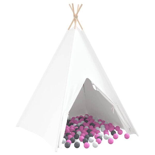 vidaXL Teepee-teltta Valkoinen 120 x 120 x 150 cm Kangas ja Muovi