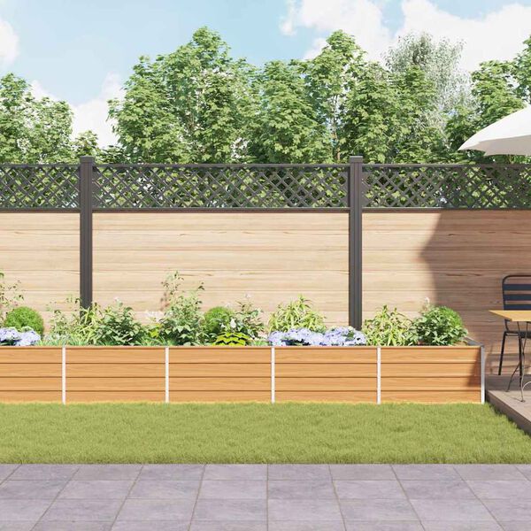 vidaXL Korotettu kukkalaatikko 480x80x45 cm galvanoitu teräs hopea