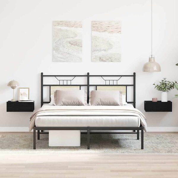 vidaXL Kelluvat y&ouml;p&ouml;yd&auml;t 2 kpl musta tammi 40x32x15 cm tekopuu