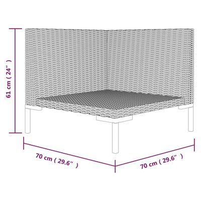 vidaXL Puutarhasohva tyynyillä puolipyöreä polyrottinki