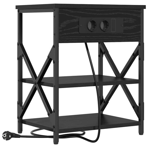 vidaXL Y&ouml;p&ouml;yt&auml;kaappi Musta tammi. 41 x 31 x 51 cm Tekninen puu