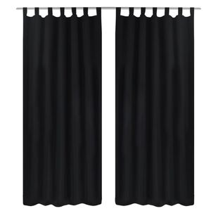 Mustat Mikro-Satiini Verhot Lenkeill&auml; 2kpl 140 x 175 cm