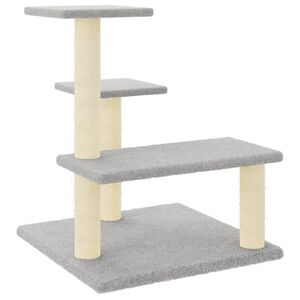vidaXL Kissan kiipeilypuu sisal- raapimispylv&auml;ill&auml; vaaleanharmaa 61 cm
