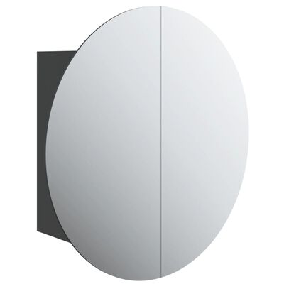 vidaXL Kylpyhuoneen kaappi ja pyöreä peili LED-valot musta 40x40x17,5